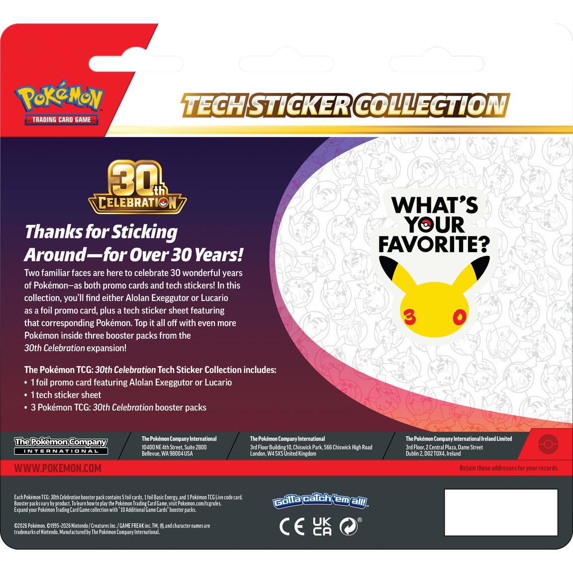 Pokemon Trading Card Game: 30th Celebration Tech Sticker Collection (Styles May Vary) | PRE ORDER