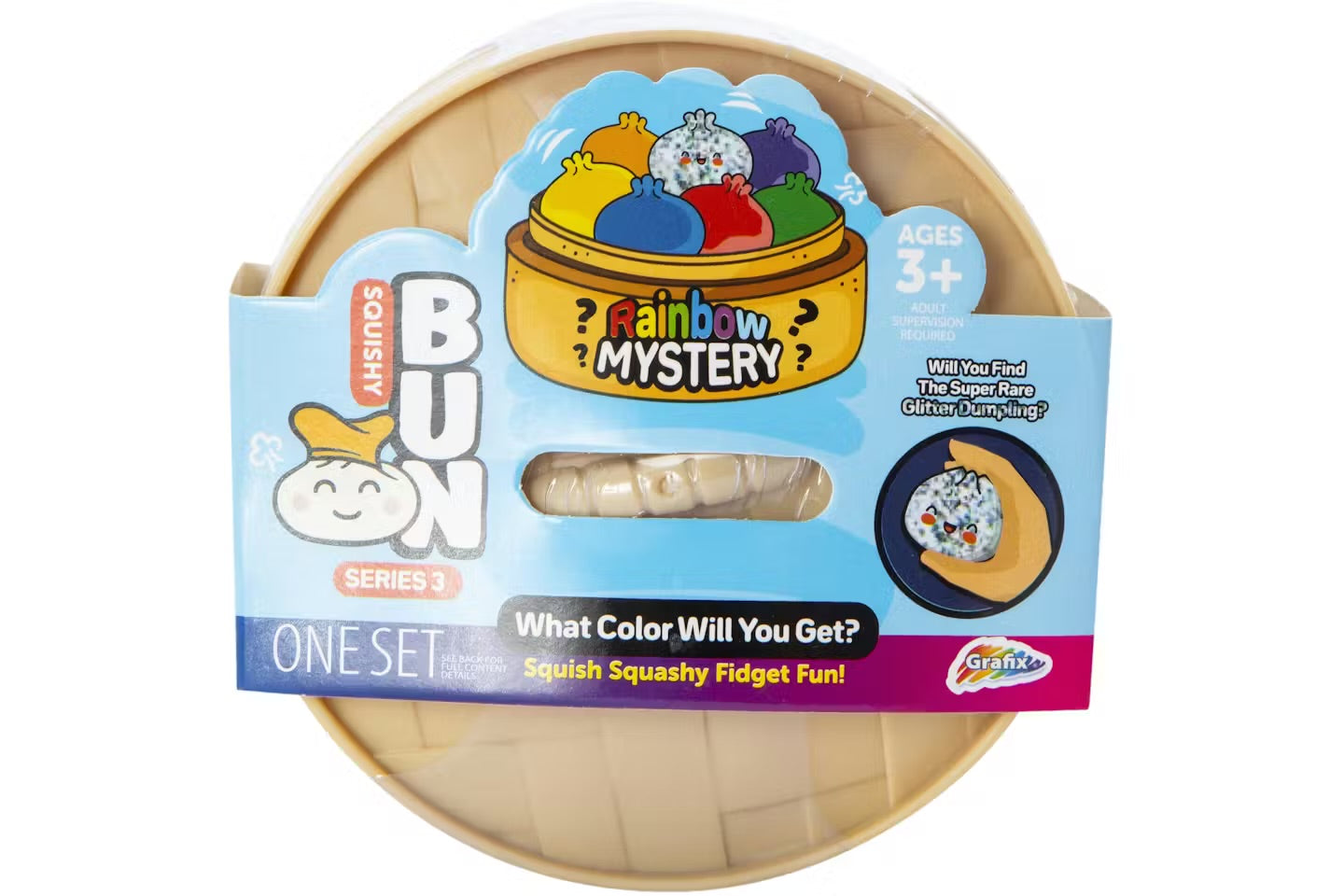 Crazy Fun® Viral Rainbow Glitter Colors Mystery Squishy Bun Set