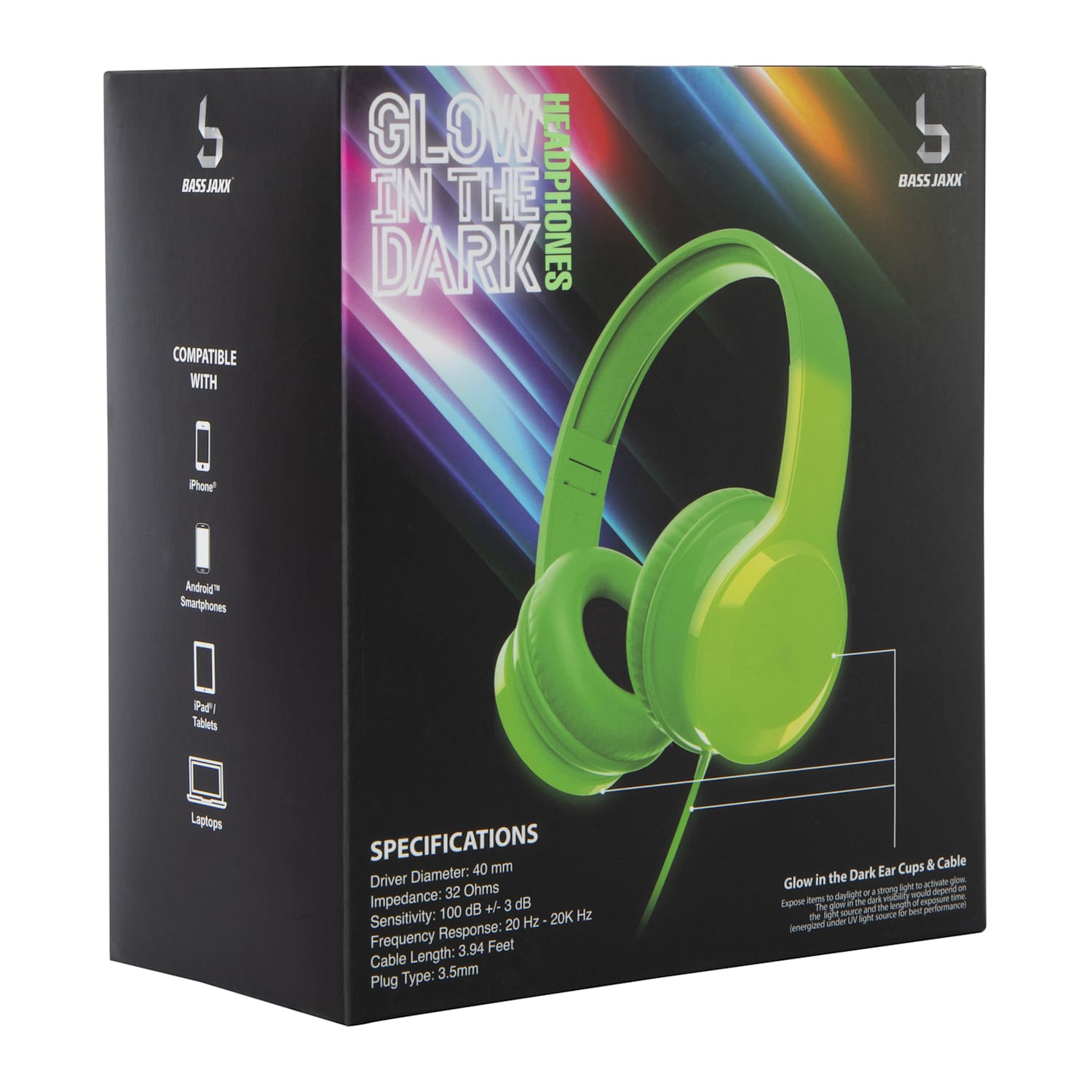 Glow in The Dark Wired Headphones - Green