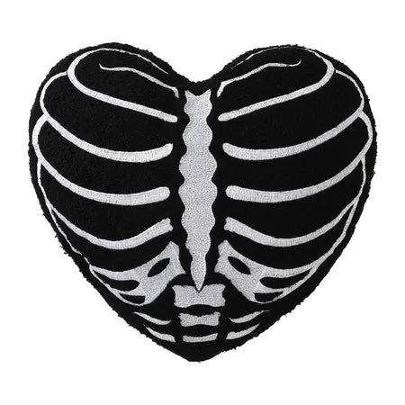 Halloween Skeleton Rib Heart Pillow