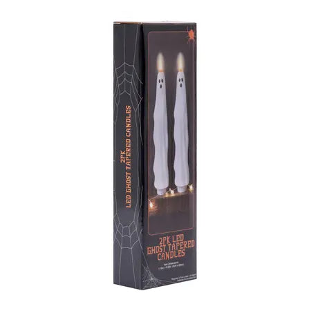 LED Ghost Tapered Candles 2-Pack
