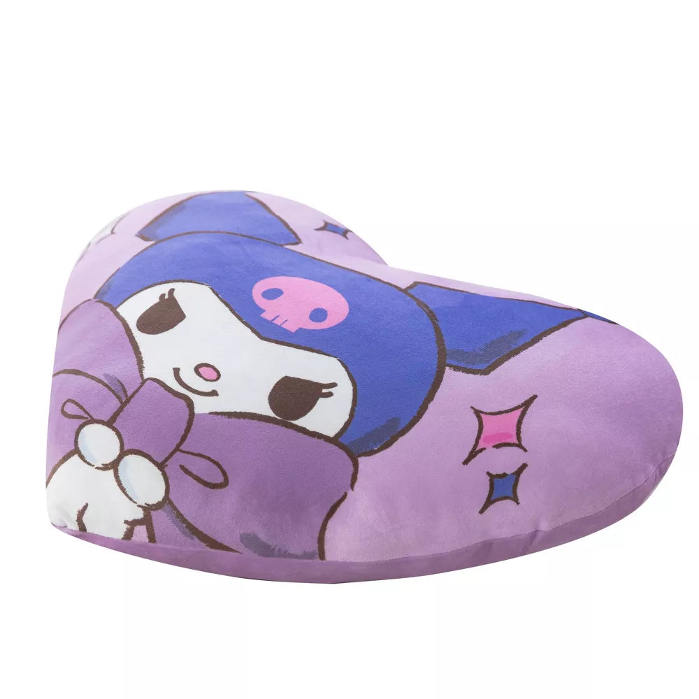 Kuromi Bow Heart Shaped Plush Cloud Pillow - Sanrio
