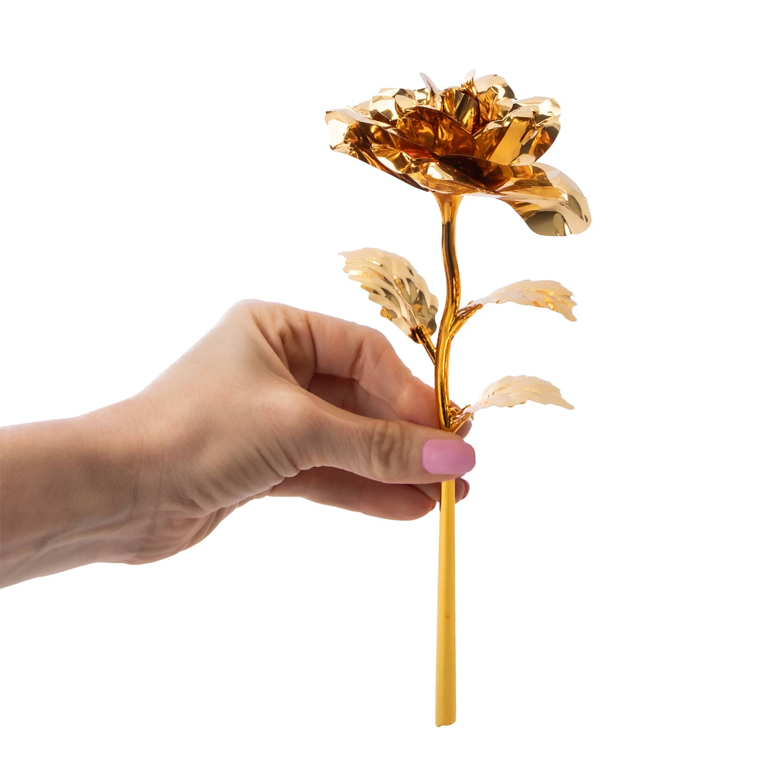 Elegant faux gold rose with metallic finish, a luxury eternal rose gift perfect for Valentine’s Day, anniversaries, and romantic decor by LFG Energy Club