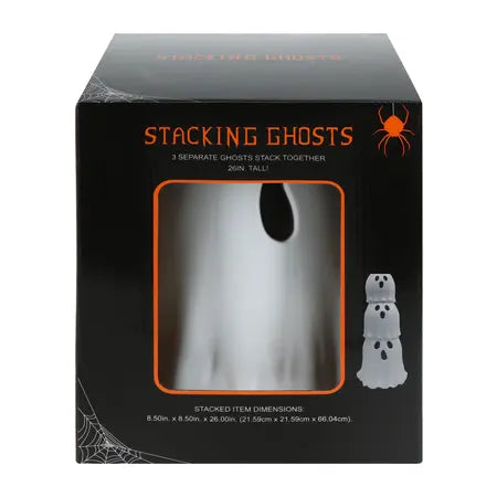 Product packaging for the Halloween Stacking Ghosts 3-Pack with three glowing ghost decorations, available at LFG Energy Club.