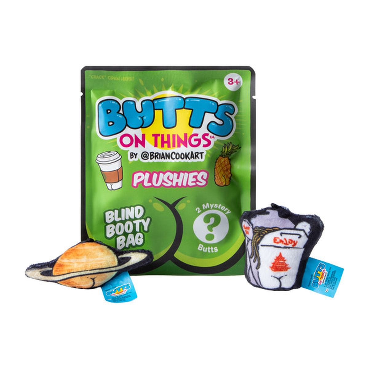 Butts On Things By Brian Cook Art Blind Booty Bag 2 Mystery Clip-On Plushies