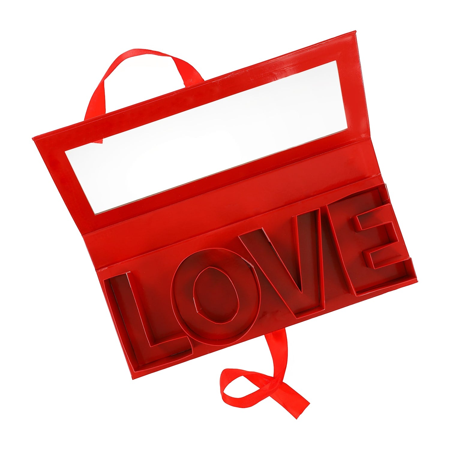 Red 'LOVE' shaped gift bag with a ribbon on a white background
Red LOVE light box decor with bold lettering, perfect for Valentine’s Day room decor, romantic gifts, aesthetic bedroom or gaming setup by LFG Energy Club
