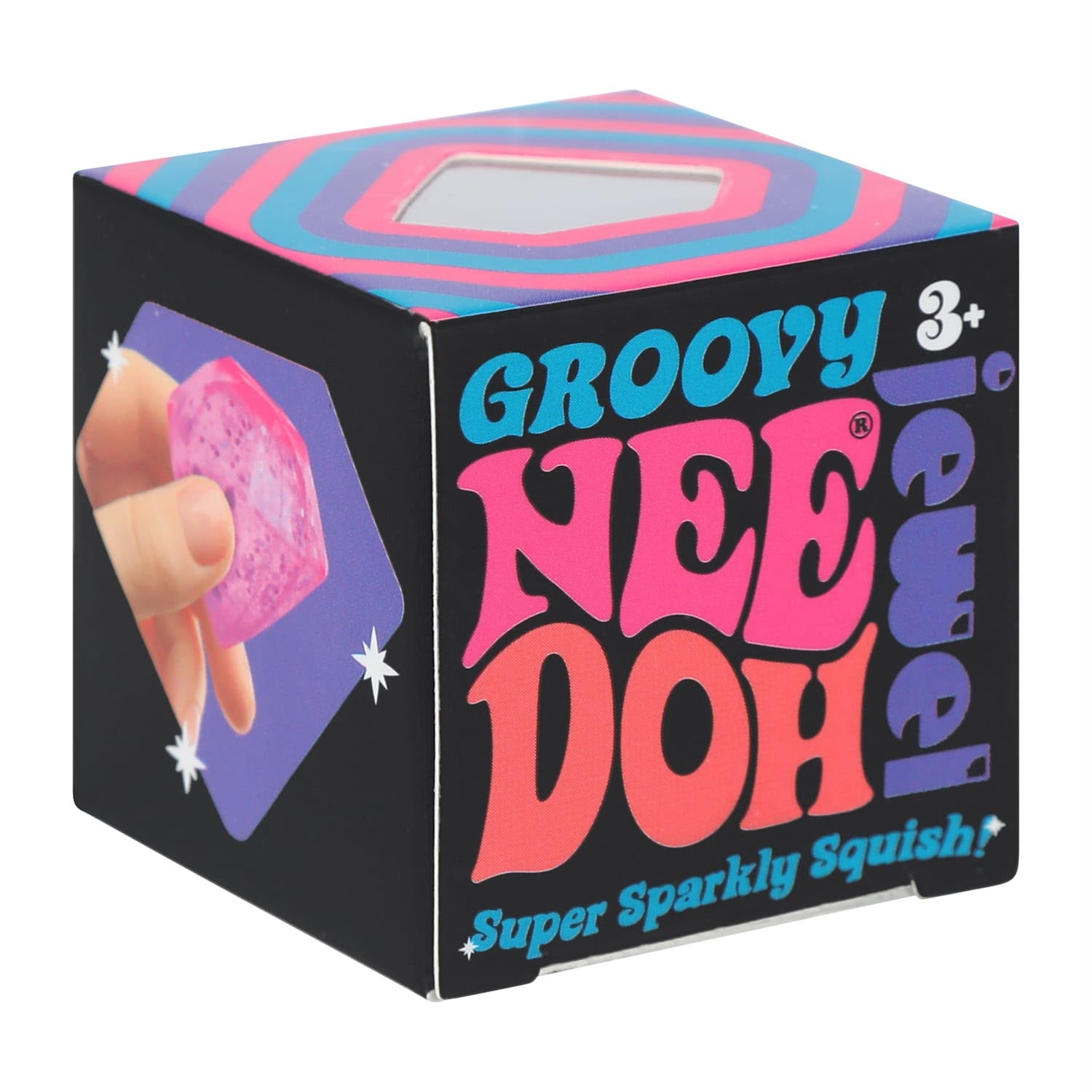 NeeDoh Groovy Jewel sparkly sensory squish toy designed for squeezing, calming, focus, and colorful fidget play from LFG Energy Club.
