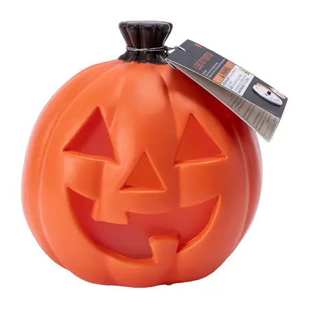 Orange Halloween LED pumpkin head featuring a classic jack-o’-lantern face, available at LFG Energy Club.