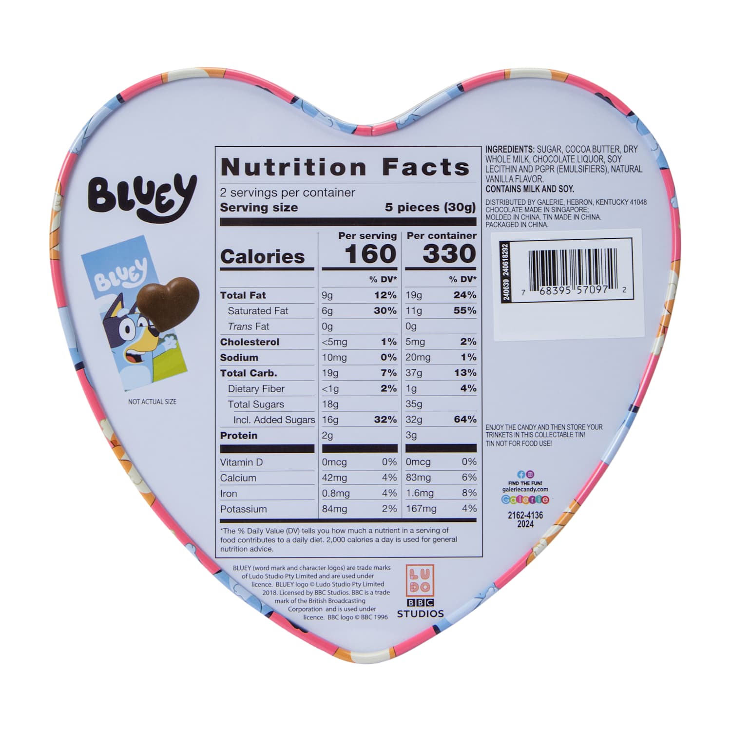 Bluey™ Milk Chocolate Hearts Tin Box 2.12oz