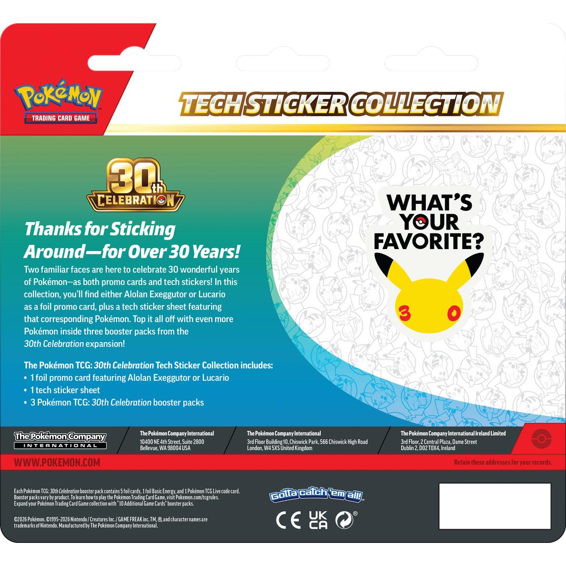 Pokemon Trading Card Game: 30th Celebration Tech Sticker Collection (Styles May Vary) | PRE ORDER