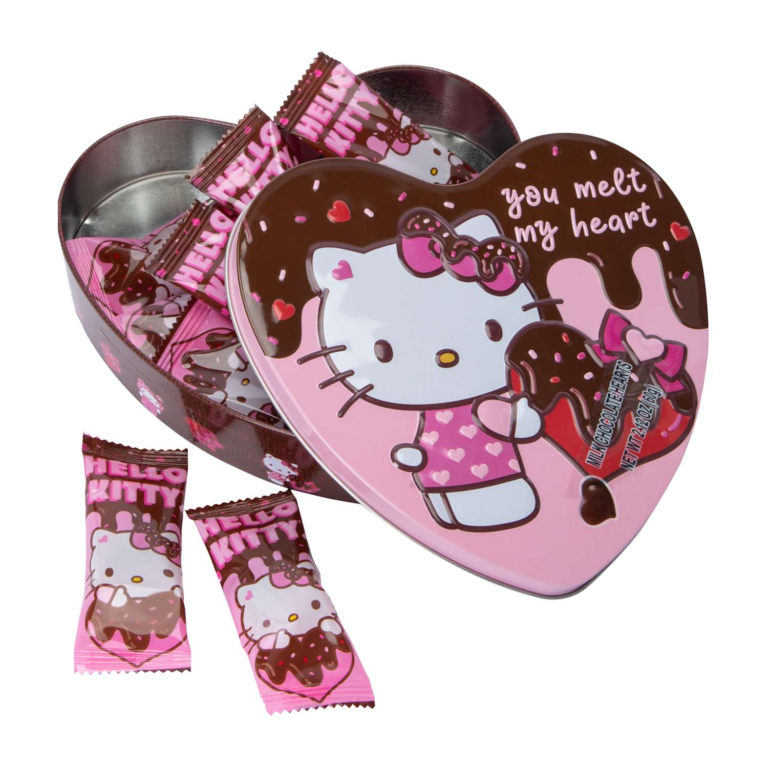 Hello Kitty Milk Chocolate Hearts Tin Box 2.12oz - You Melt My Heart