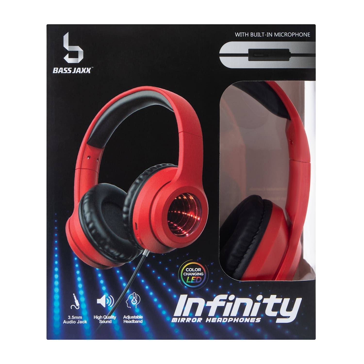 Infinity LED Wired Mirror Headphones - Red