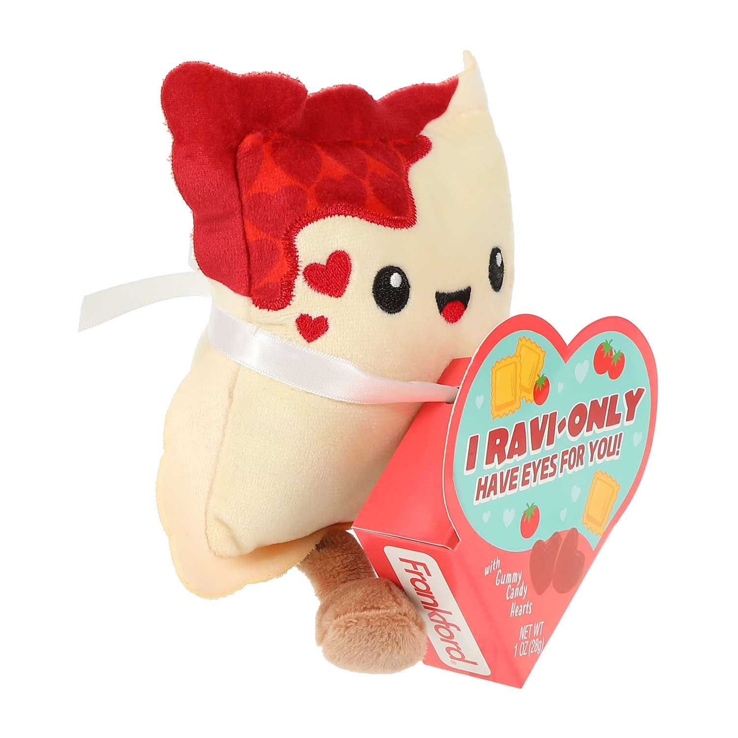 I Ravi-Only Have Eyes For You!  Ravioli Plush With Gummy Candy Hearts 1oz