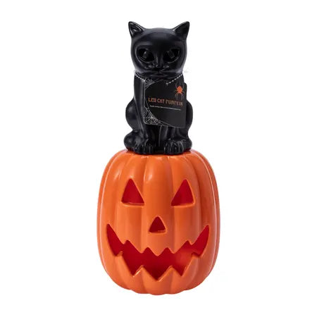 Halloween LED Cat Pumpkin Décor