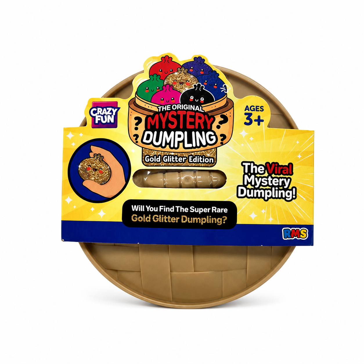 Crazy Fun® Rainbow Mystery Squishy Bun - Viral Golden Glitter Dumpling Mystery Squishy Bun