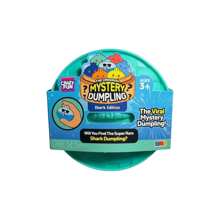 Crazy Fun Original Mystery Dumpling Shark Edition surprise squishy toy in blue packaging with rare shark dumpling collectible, sold by LFG Energy Club.
