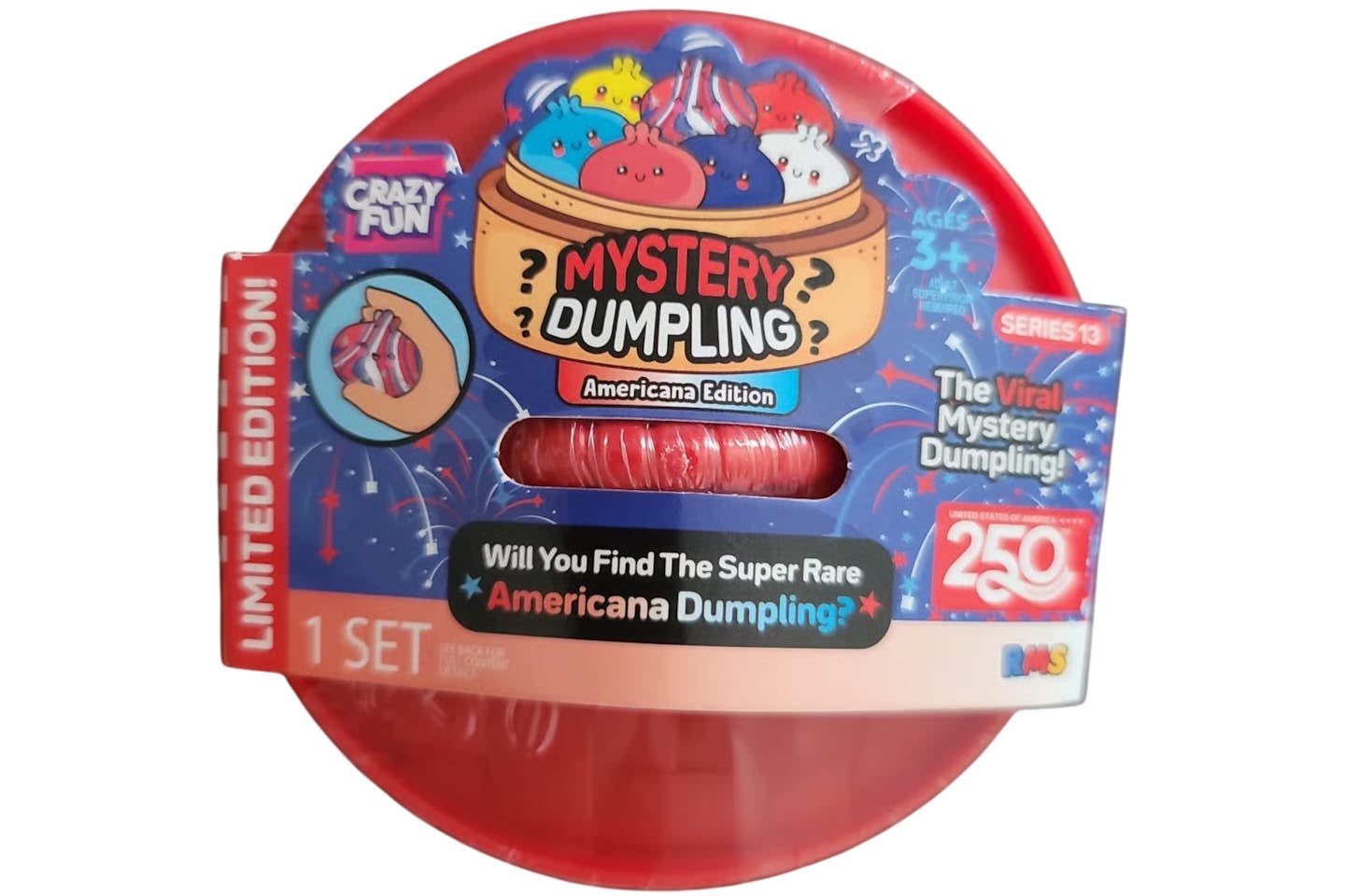 Crazy Fun Original Mystery Dumpling Americana Edition squishy surprise toy with colorful dumpling characters and a chance to find the ultra rare golden dumpling. Sold by LFG Energy Club