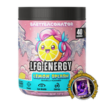LFG Energy Lemon Splash Energy Formula by BABYYBACONATOR - 40 servings of sugar-free, naturally flavored energy mix with focus, eye health, energy, and nerve support. Perfect for gamers and active lifestyles.