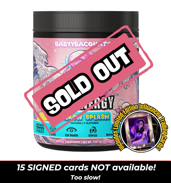 LFG Energy Lemon Splash Energy Formula by BABYYBACONATOR - 40 servings of sugar-free, naturally flavored energy mix with focus, eye health, energy, and nerve support. Perfect for gamers and active lifestyles.