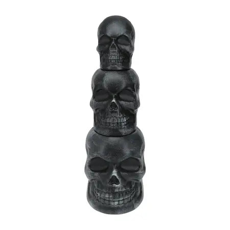 Stacked Skull 3-Pack shown as three black skull decorations arranged vertically, available at LFG Energy Club for Halloween decorating.