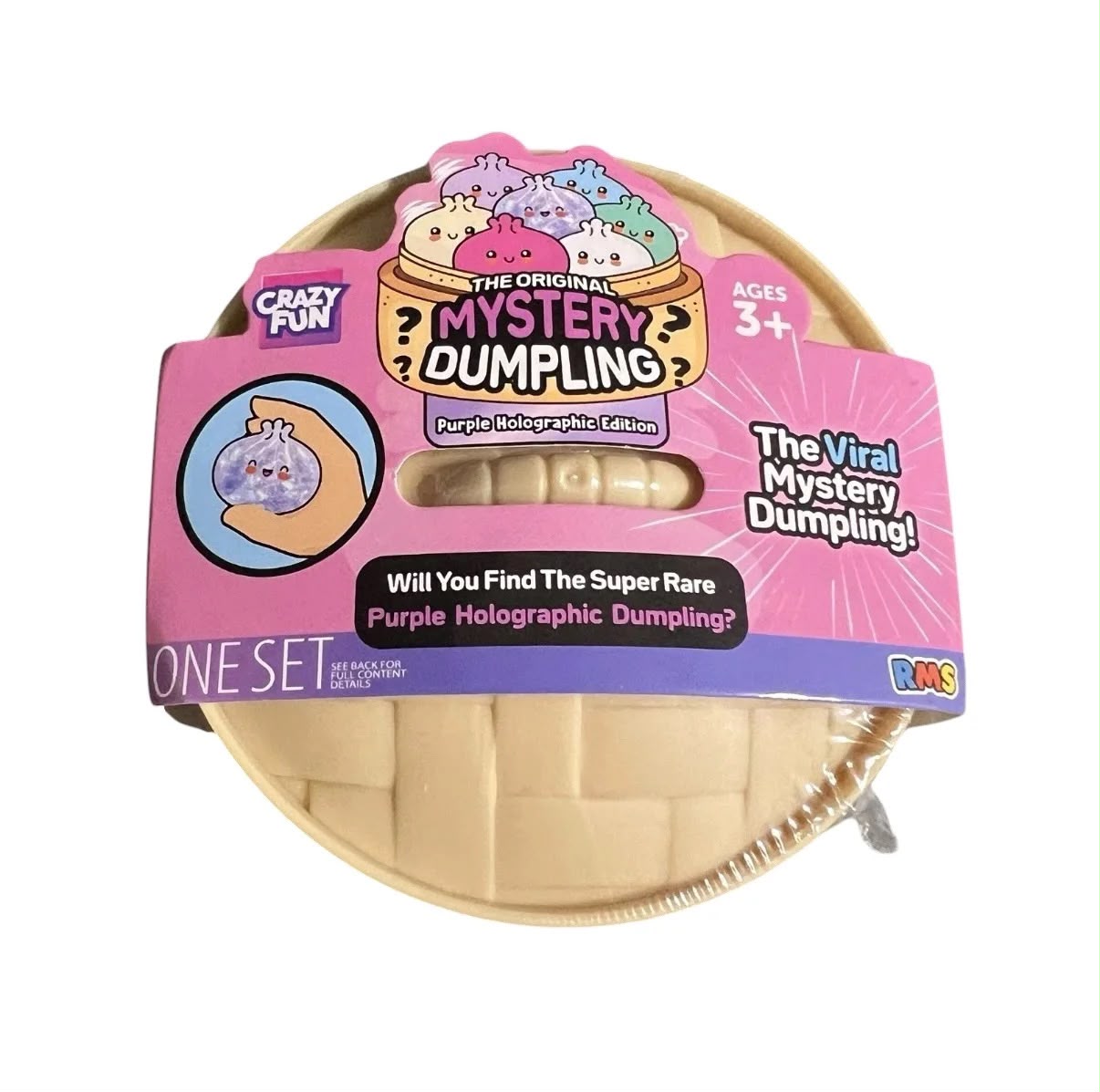 Crazy Fun® Viral Rainbow Purple Holograpahic Mystery Dumpling Squishy Bun Set - Purple Holographic